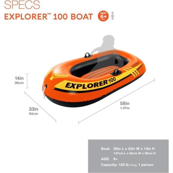 INTEX Explorer Inflatable Boat Series: Dual Air Chambers - Picture 2 of 7